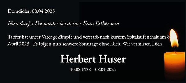 Obituary Herbert Huser, Domdidier