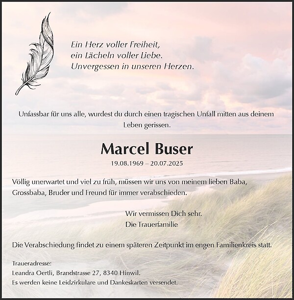 Todesanzeige von Marcel Buser