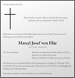 Avis de décès Marcel Josef von Flüe