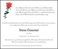 Obituary Irene Gossner, Effretikon