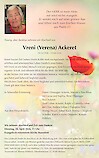 Obituary Vreni (Verena) Ackeret