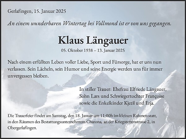 Obituary Klaus Längauer, Gerlafingen