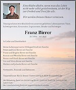 Avis de décès Franz Birrer
