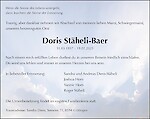 Avis de décès Doris Stäheli-Baer