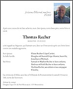 Avis de décès Thomas Recher