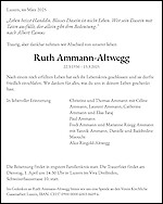 Avis de décès Ruth Ammann-Altwegg